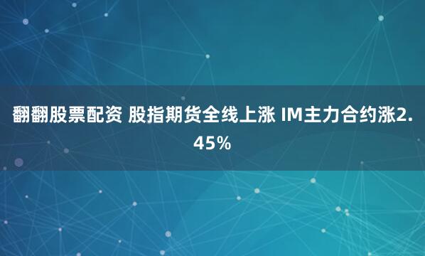 翻翻股票配资 股指期货全线上涨 IM主力合约涨2.45%