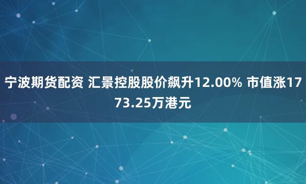 宁波期货配资 汇景控股股价飙升12.00% 市值涨1773.25万港元